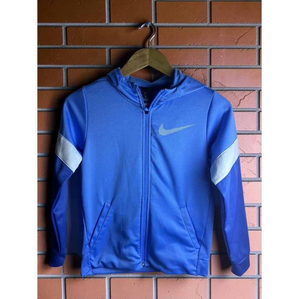Nike Dri-FIT Youth Medium Blue Full Zip Hooded Jacket Athletic Hoodie